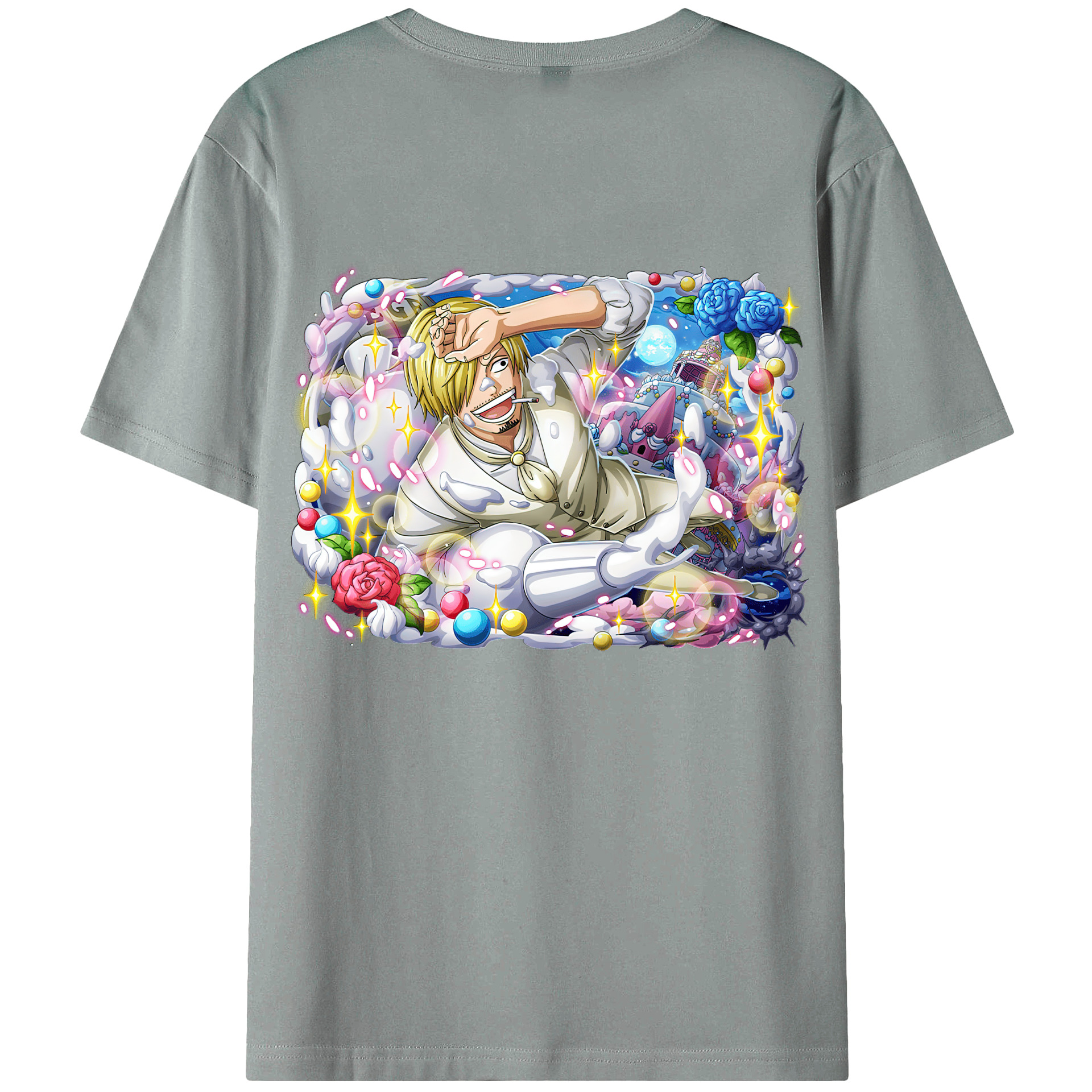 （画像用） ワンピース サンジ ONE PIECE Sanji 綿100％ メンズ半袖Tシャツ（バックプリント） 通気性